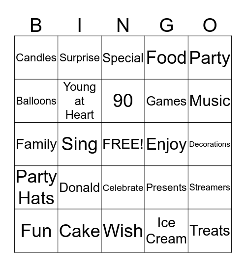Birthday Bingo! Bingo Card
