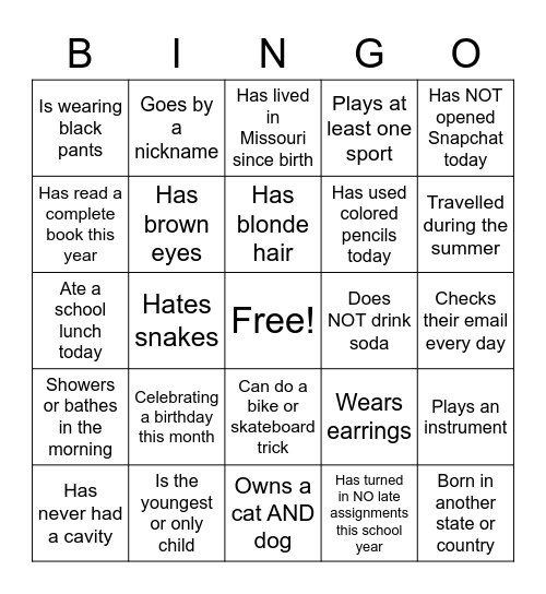 Advisory Bingo Card