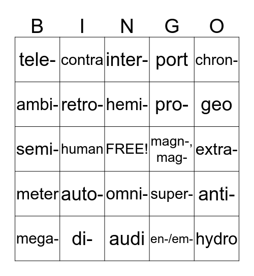 Stem-O Bingo Card