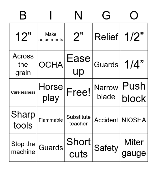 Construction Bingo Card