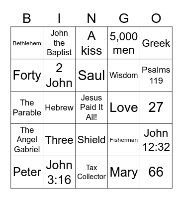 Bible Bingo Card