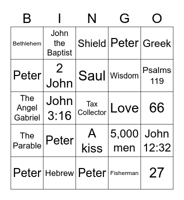 Bible Bingo Card