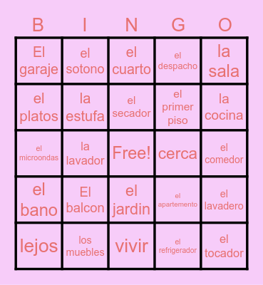 6B Vocab Bingo Card