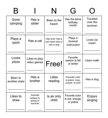 Find Someone Who... Bingo Card