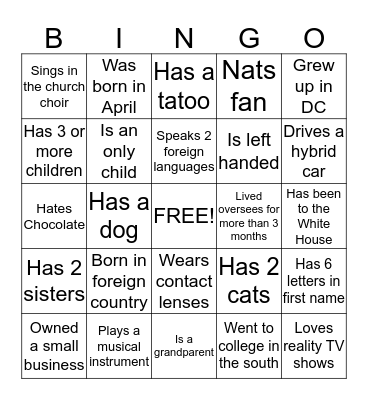 OED Bingo Card