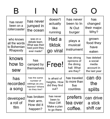 Find someone who..... Bingo Card