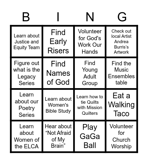 Fall Kick-Off Bingo Card