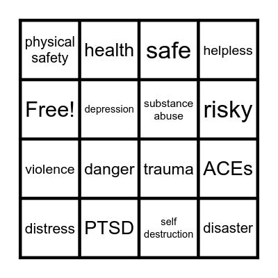 Safety Bingo Card