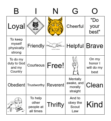 Bobcat Bingo Card
