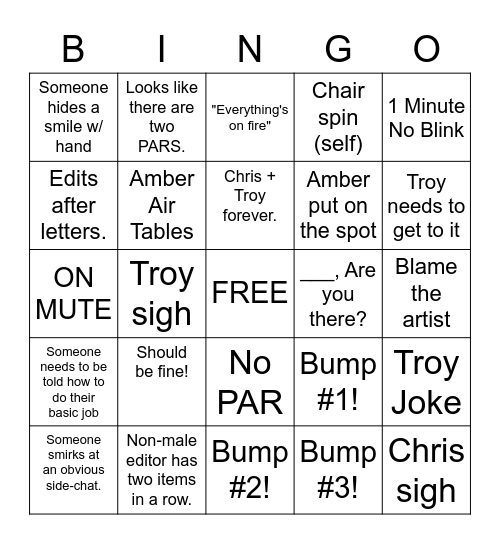 PM Bingo Card