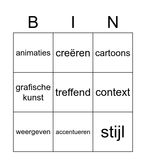 woorden blok 1 - week 1 Staal Bingo Card