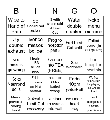 SIFU BINGO TEA TIME Bingo Card