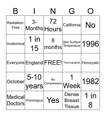 Health Enhancing Thermography  Bingo Card
