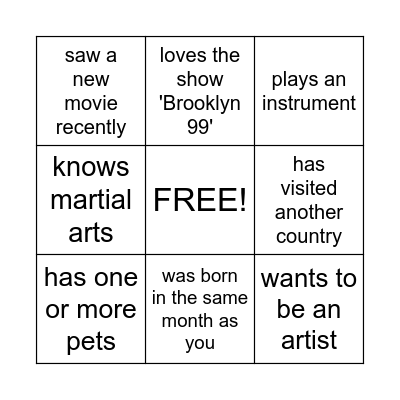 Find someone who... Bingo Card