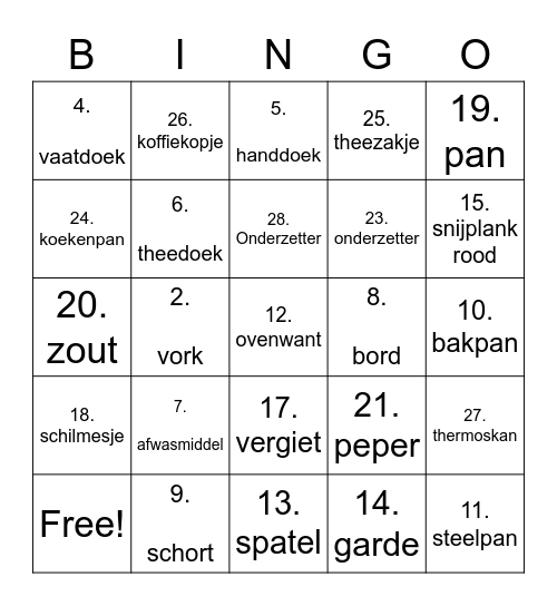 Levend Bingo Card
