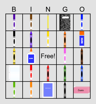 Back to School Bingo Card