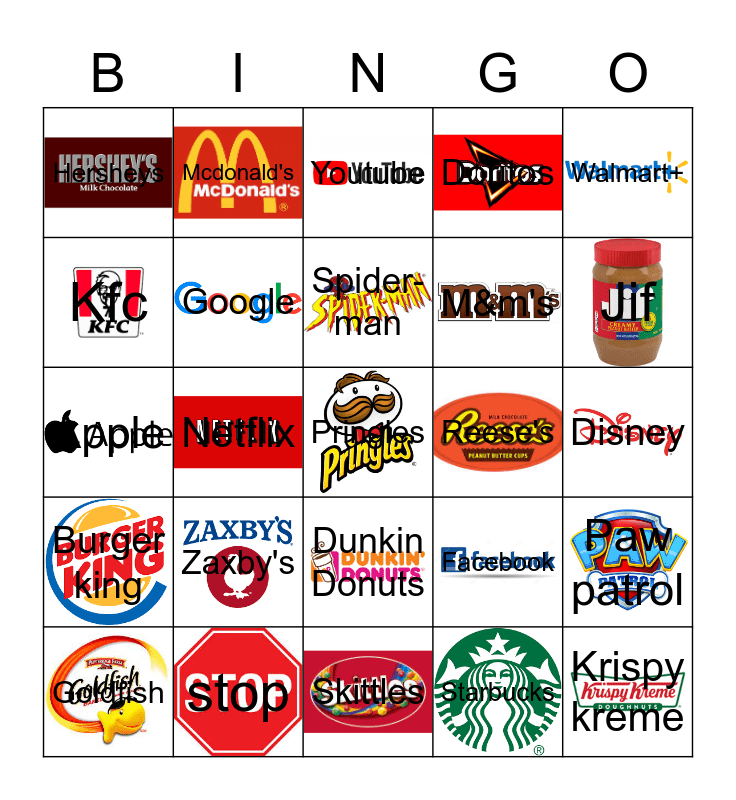 Environmental Print Bingo Card