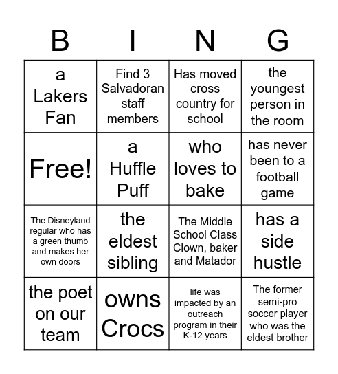 Find a person who (is, has, other verbage) Bingo Card