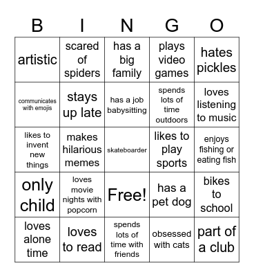 GET TO KNOW YA! Bingo Card
