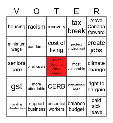 GTAC Election Debate Bingo Card