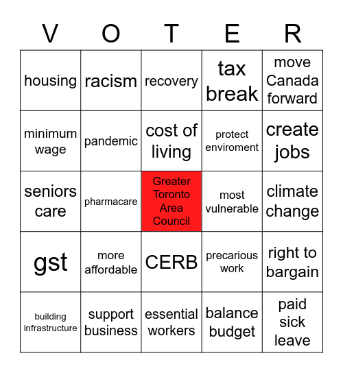 GTAC Election Debate Bingo Card