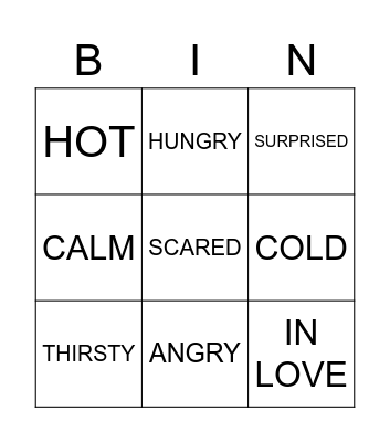 FEELINGS BINGO! Bingo Card