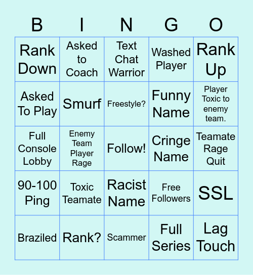 RL Ranked Bingo Card