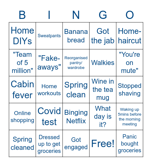 Working-From-Home Bingo Card