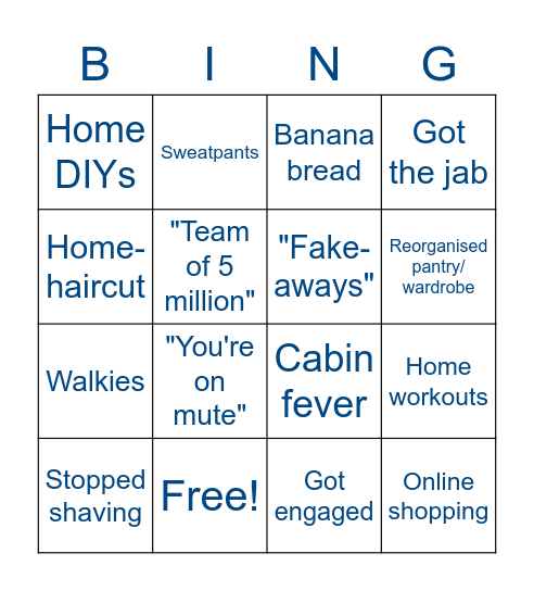 Working-From-Home Bingo Card