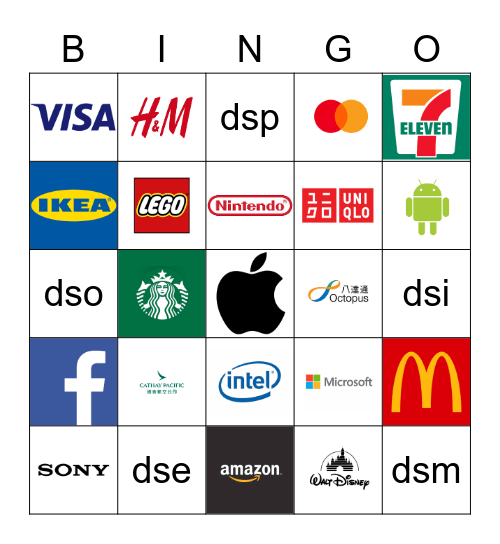 Famous Brands/Logos in HK Bingo Card