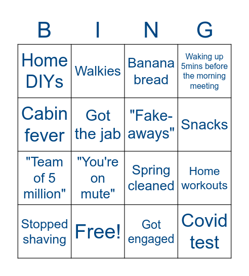 Working-From-Home Bingo Card