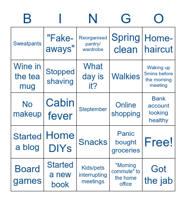 Working-From-Home Bingo Card