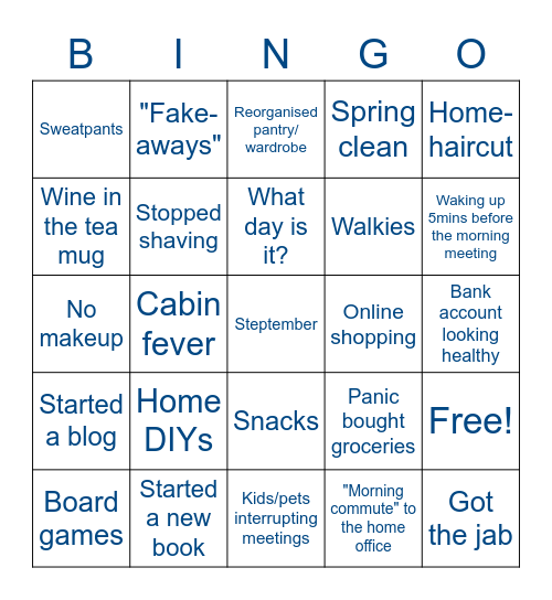 Working-From-Home Bingo Card