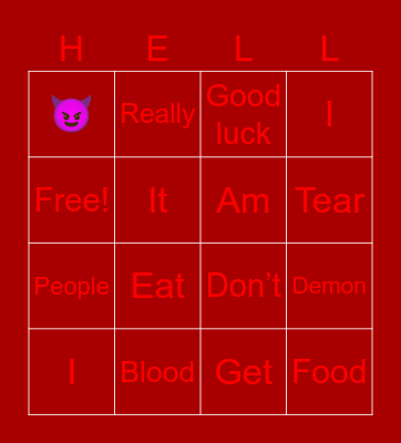 Blood Message Bingo Card
