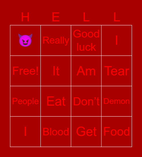 Blood Message Bingo Card
