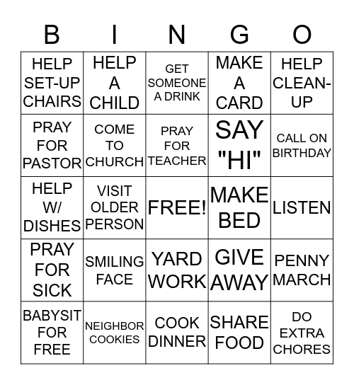 PARABLE OF THE TALENTS Bingo Card