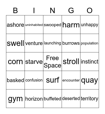 Vocabulary Bingo Card