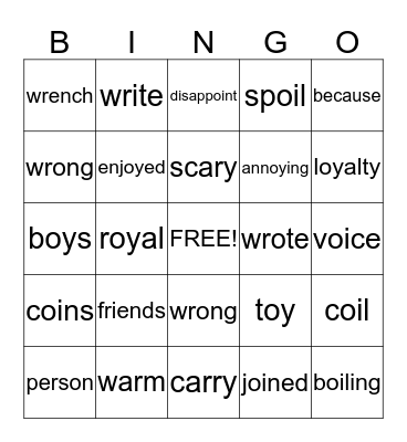 oi/oy Bingo Card