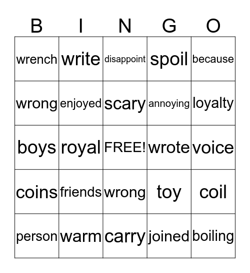 oi/oy Bingo Card