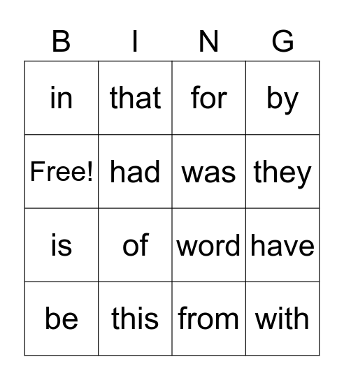 MCW Bingo Card