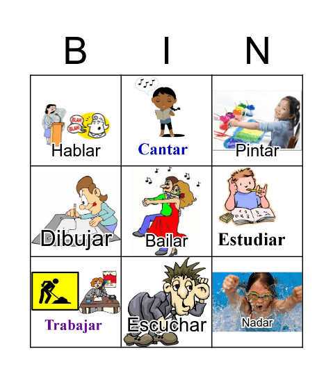 Verbos Spanish 1 Part 1 Bingo Card