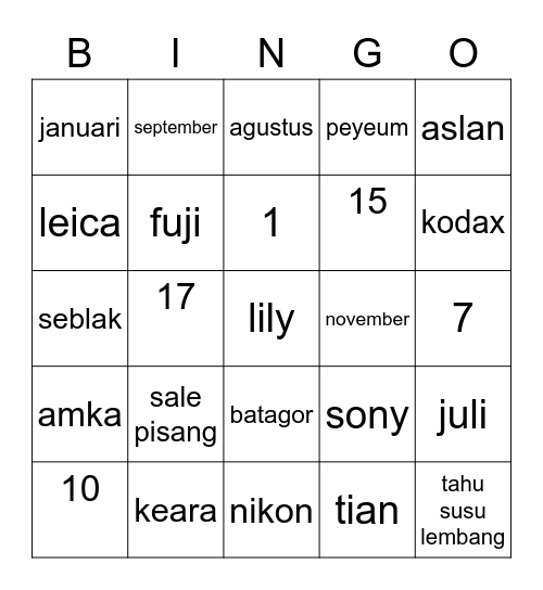 Untitled Bingo Card