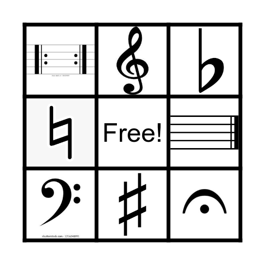 Musical Symbols Bingo! Bingo Card