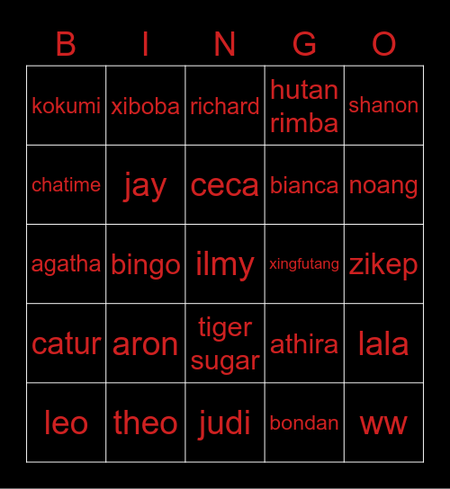 bingonya bianca Bingo Card