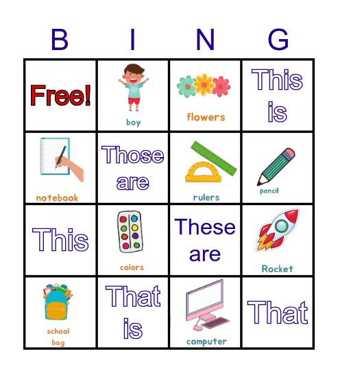 demonstrative Bingo Card