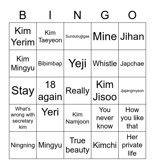 Bingo yeri Bingo Card
