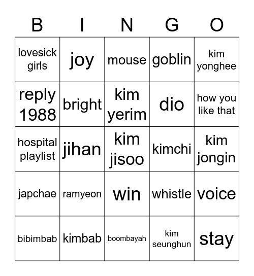 WIN'S Bingo Card