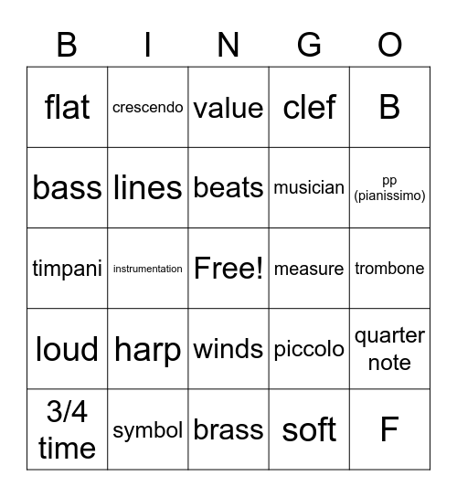 Inside the Score BINGO Card