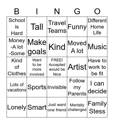 The Cards You were Dealt Bingo Card
