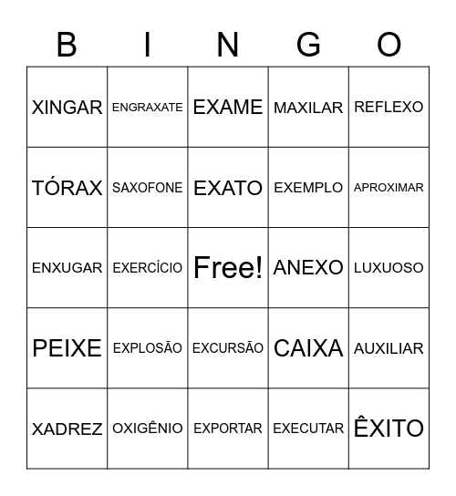 ORTOGRAFIA - X Bingo Card